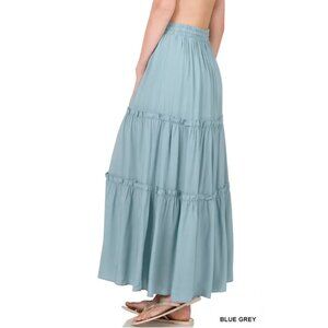 Zenana Maxi Skirt Womens Plus Size Tiered Raw Hem Plus Size 1X - 2X - 3X